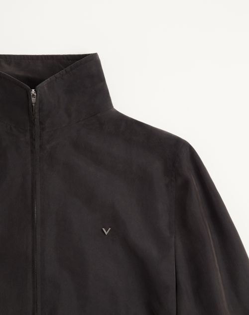 Valentino - Valentino Washed Silk Jacket With Metallic V Detail - Black - Man - Outerwear