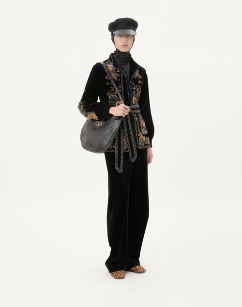 Valentino - Valentino Silk Poplin Shirt With Plastron And Ruffles - Black - Man - Shirts