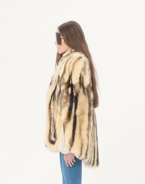 Valentino - Printed Shearling Caban Coat - Beige/brown - Woman - Coats And Outerwear