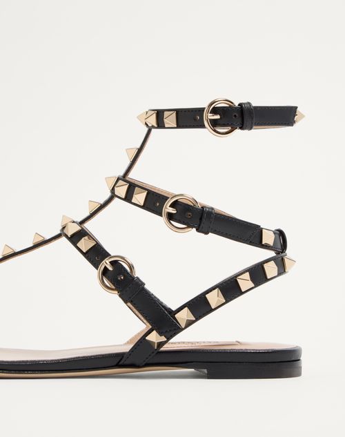 Valentino Garavani - Rockstud Calfskin Flat Flip-flop Sandal - Black - Woman - Shoes