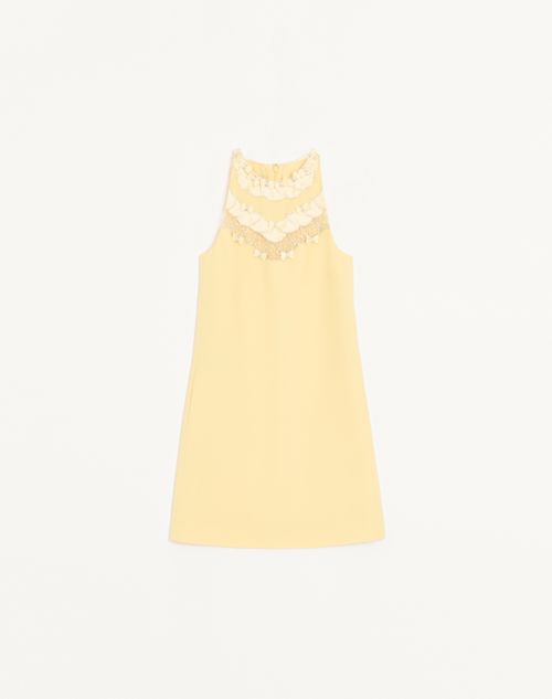 Valentino Embroidered Crepe Couture Short Dress Woman Yellow 44