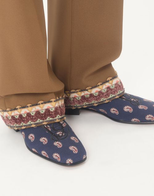 Valentino Garavani - Les Alcôvettes Loafer In Voyage Imaginaire Canvas Fabric - Blue - Man - Loafers And Driver