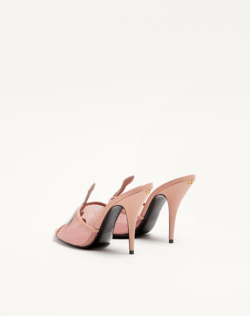 Valentino Garavani - Sandalo Slide Coeur Vipère In Rete 105mm - Rosa - Donna - Sandali
