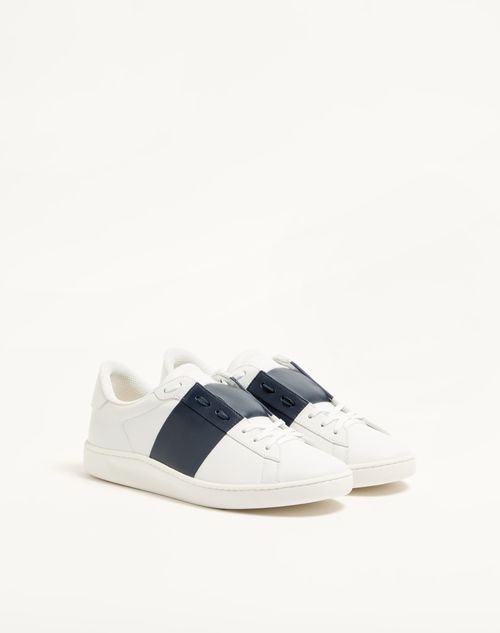 Valentino Garavani - Open Royco Sneaker In Nappa Calfskin - White/blue - Man - Sneakers