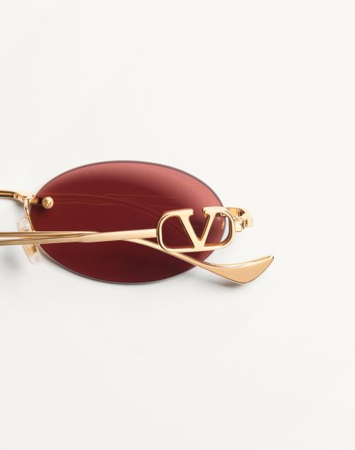 Valentino - Geometrische Metallbrillen - Gold/braun - Frau - Sonnenbrillen