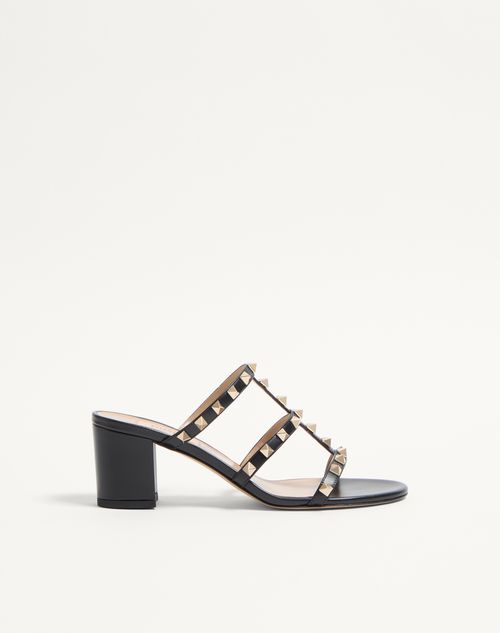 Valentino Garavani - Rockstud Calfskin Leather Slide Sandal 60 Mm - Black - Woman - Sandals