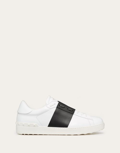 Calfskin Rockstud Untitled Sneaker for Man in White | Valentino US