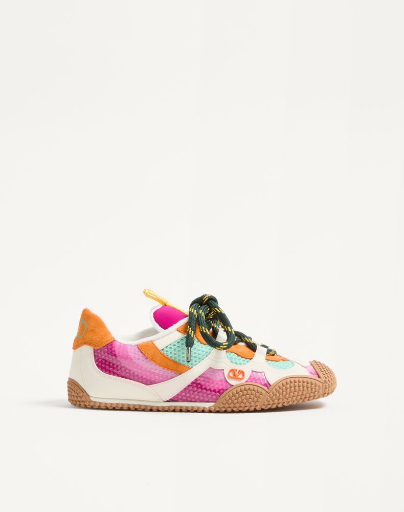 Valentino Garavani Women's Fuchsia Amphibia Sneaker In Rubberised Calfskin And Split Leather Woman 38