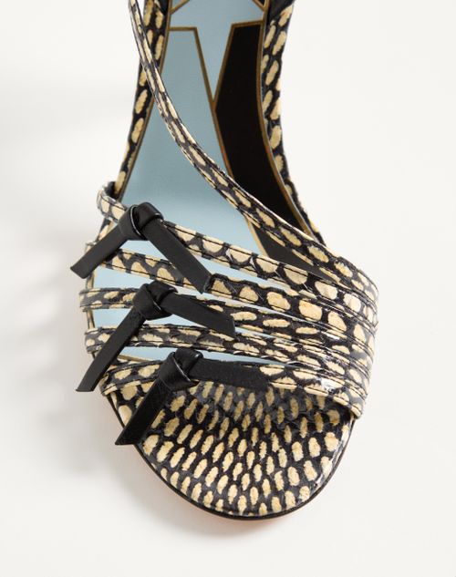 Valentino Garavani - Nodine Elaphe Sandal 100mm - Ivory/black - Woman - Sandals