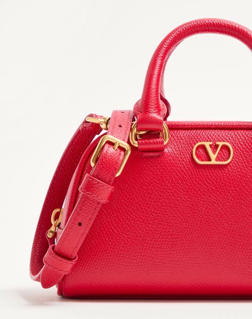 Valentino Garavani - Mini Bauletto Vlogo Signature In Vitello Granato - Rouge Pur - Donna - Borse A Mano