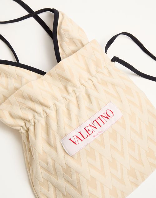 Valentino - Toute La V Jacquard Swimsuit - Birch/ivory - Woman - Beachwear