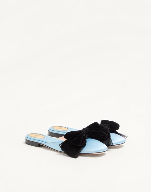 Valentino Garavani - Reinette Satin Mule - Azure - Woman - Ballerinas