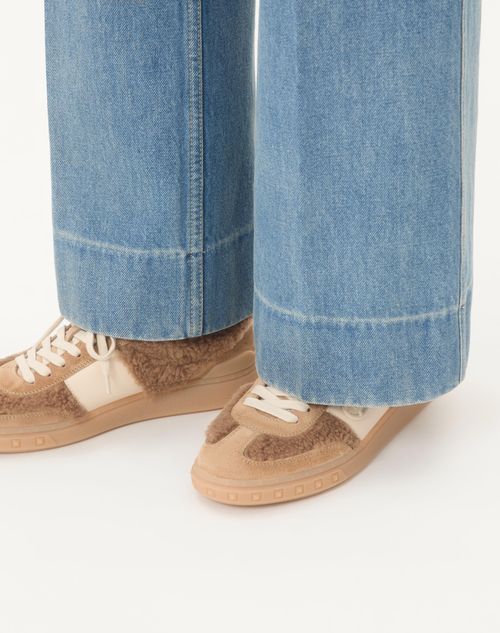 Valentino Garavani - Upvillage Sneaker In Wool And Crust Leather - Camel/glace - Woman - Sneakers