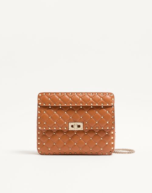 Valentino Garavani - Medium Nappa Rockstud Spike Bag - Almond - Woman - Shoulder Bags
