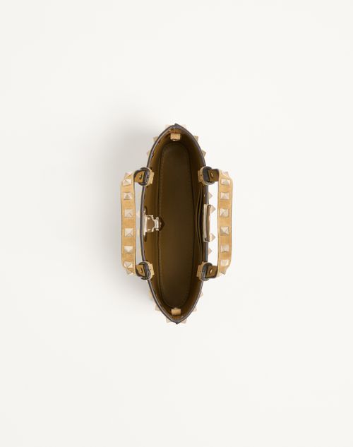 Valentino Garavani - Bolso De Compras Rockstud Mini De Ante - Havana Beige - Mujer - Bolsos Shopping
