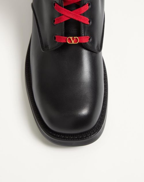 Valentino Garavani - Punx Calfskin Combat Boot - Black - Man - Boots