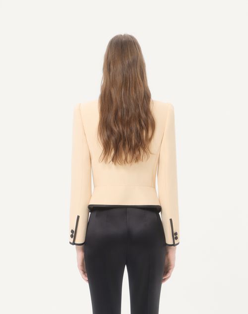 Valentino - Wool Crepe Jacket - Birch/black - Woman - Jackets And Blazers