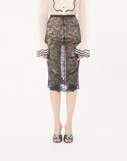 Valentino - Stretch Lace Skirt - Black - Woman - Skirts