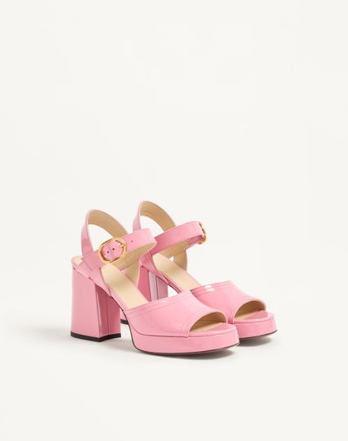 Valentino Garavani - Fawcette Platform Sandal In Polished Calfskin 100mm - Candy Rose - Woman - Sandals