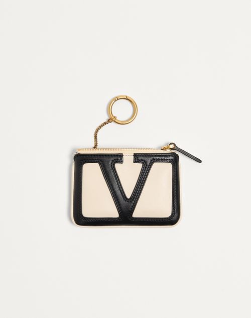 Valentino Garavani - Valentino Garavani Viva Superstar Nappa Leather Key Ring - Butter/black - Woman - Bag Charms And Keyrings