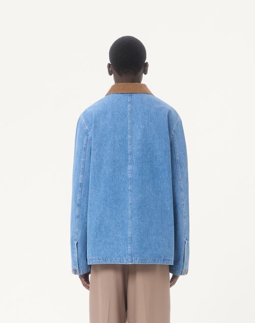 Valentino - Giacca Camicia Valentino In Denim Con Patch Vlogo - Denim - Uomo - Denim