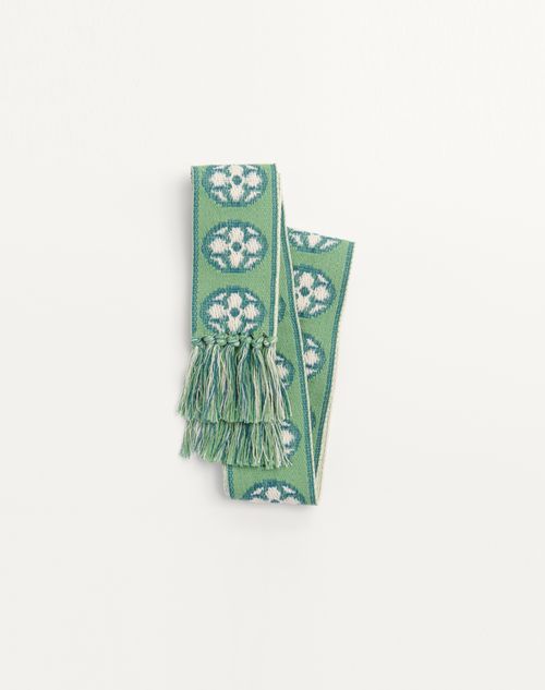 Valentino Garavani - Antibes Cotton Scarf With Fringe - Ivory/blue/aquamarine - Man - Soft Accessories