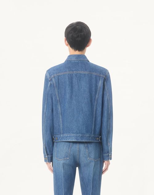 Valentino - Valentino Denim Jacket With Vgold - Blue - Man - Denim