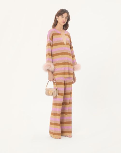 Valentino Garavani - Valentino Garavani Locò Small Shoulder Bag In Laminated Calfskin - Champagne - Woman - Shoulder Bags