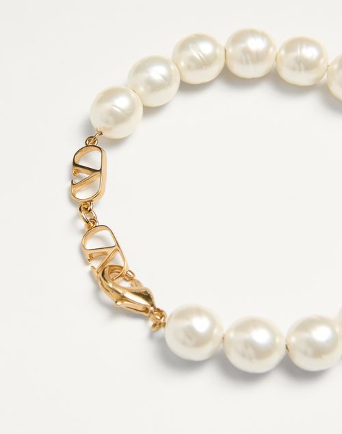 Valentino Garavani - Coeur Royal Bracelet In Metal, Enamel And Beads - Gold/red/cream - Woman - Jewelry