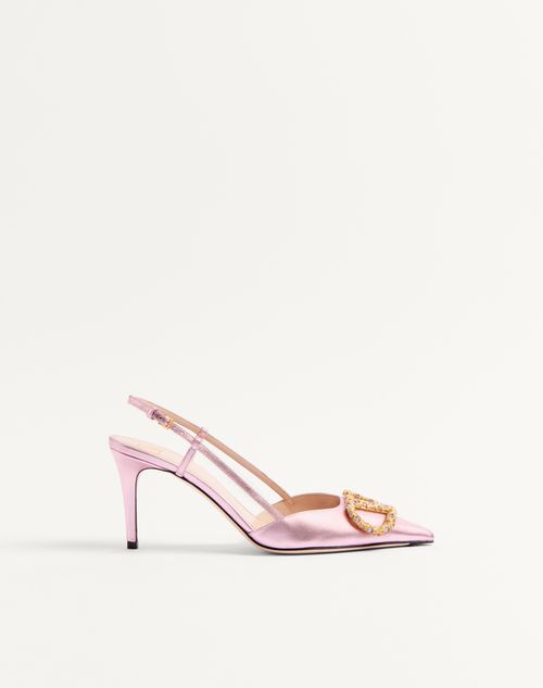 Valentino Garavani Vlogo Signature Slingback Pump In Laminated Nappa Leather 80mm Woman Giacinto/violet 36