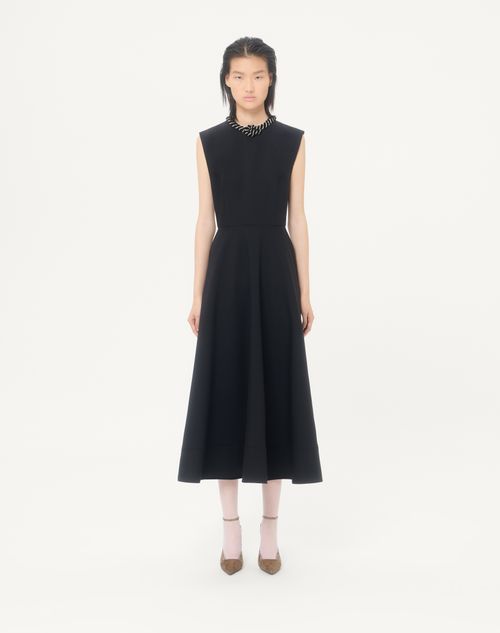 Valentino - Valentino Midi Dress In Embroidered Crepe Couture - Black/silver - Woman - Dresses