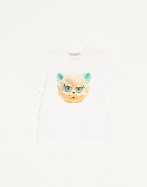 Valentino - Valentino Cotton T-shirt With Le Chat De La Maison Print - Ivory - Man - Tshirts And Sweatshirts