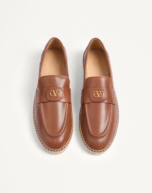 Valentino Garavani - Palm Avenue Calfskin Loafer - Tobacco - Man - Loafers And Driver