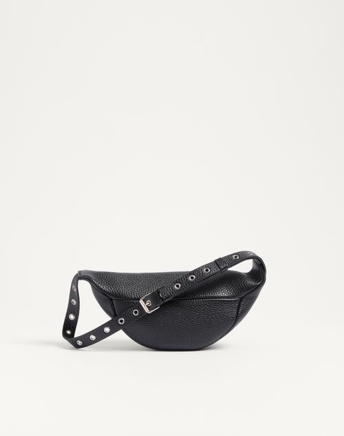 Valentino Garavani - Marsupio Valentino Garavani Nellcôte In Vitello Granato - Nero - Uomo - Marsupi
