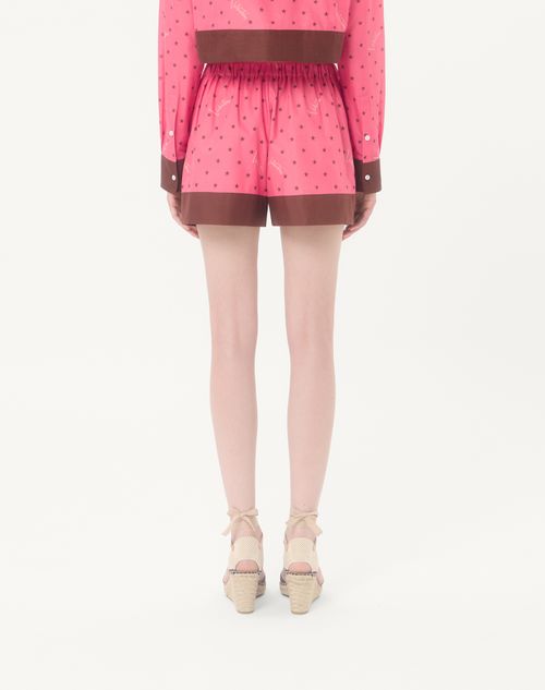 Valentino - Starry Signature Muslin Shorts - Coral/chocolate - Woman - Trousers And Shorts