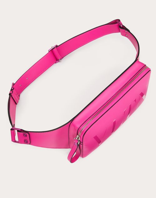 Valentino Garavani - Vltn Leather Belt Bag - Pink Pp - Man - Belt Bags