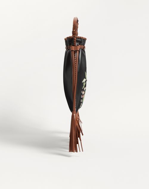 Valentino Garavani - Valentino Garavani Nellcôte Alice Embroidered Bag With Fringes - Black/multicolor/tobacco - Woman - Shoulder Bags