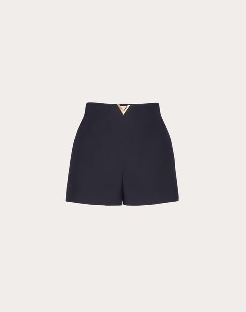 Valentino Crepe Couture Shorts Woman Navy 44 In Navy
