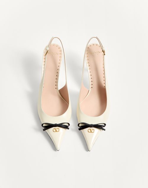 Valentino Garavani - Bepointy Slingback Pump In Patent Leather And Kidskin 80mm - Ivory/black - Woman - Pumps