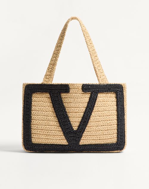 Valentino Medium Tote Viva Superstar Crochet Rafia In Natural