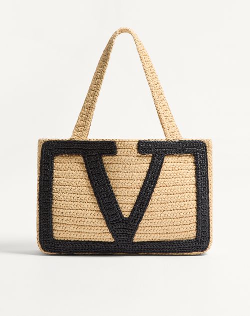 Valentino Garavani Bolso De Compras Mediano Valentino Garavani Viva Superstar De Rafia Mujer Natural Un Tamaño