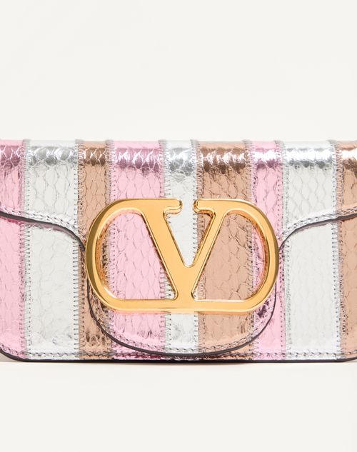 Valentino Garavani - Valentino Garavani Locò Small Shoulder Bag In Laminated Elaphe - Multicolor - Woman - Shoulder Bags