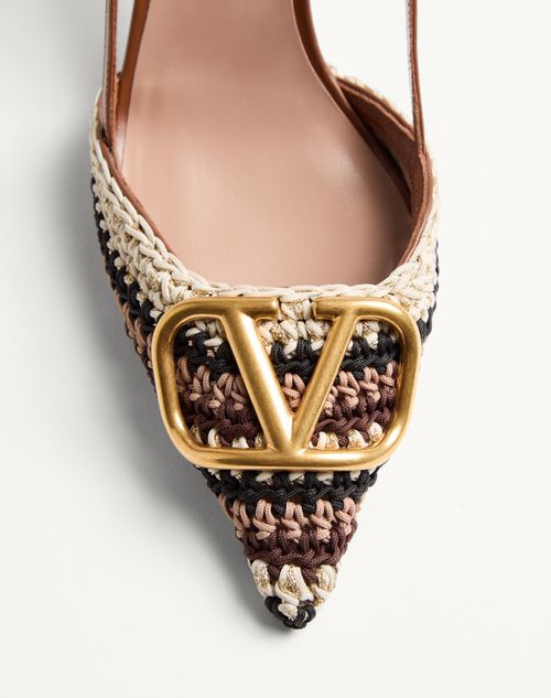 Valentino Garavani - Vlogo Signature Slingback Pump With Crochet Embroidery 80mm - Multicolour - Woman - Pumps