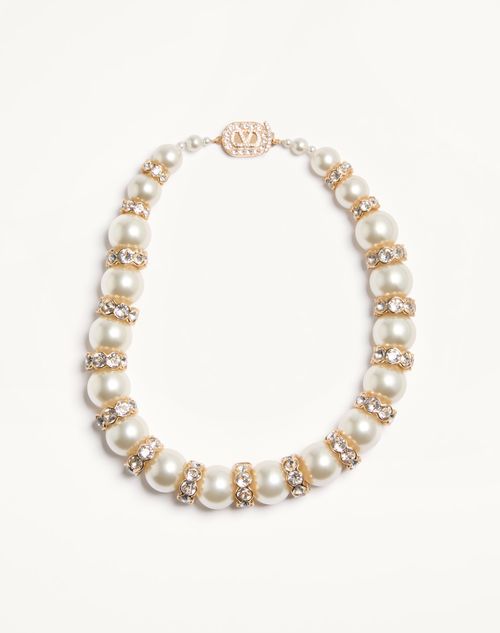 Valentino Garavani - Collar Hypergoutte De Metal Y Resina Con Cristales - Oro/crema/cristal - Mujer - Bisutería