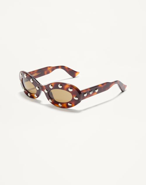 Valentino - Oval Acetate Glasses - Havana/brown - Woman - Eyewear