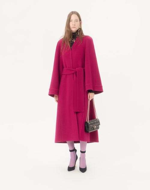 Valentino - Soft Drap Coat - Raspberry - Woman - Coats And Outerwear