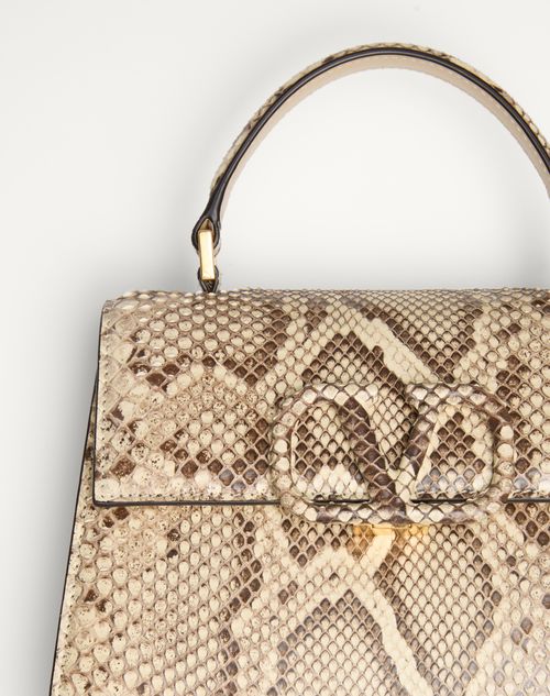 Valentino Garavani - Valentino Garavani Vsling Small Python Handbag - Cream/white - Woman - Top Handle Bags