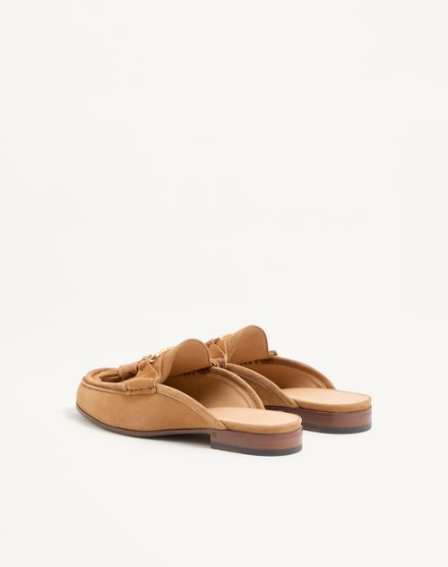 Valentino Garavani - Vlogo Signature Slip-on Loafer In Split-grain Leather 20mm - Havana Beige - Woman - Loafers