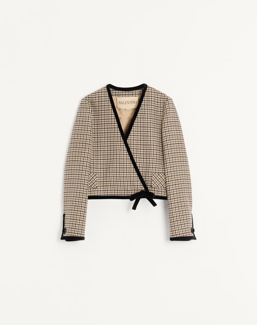 Valentino Short Houndstooth Jacket Woman Beige 42