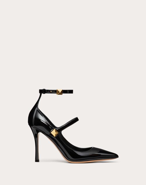Valentino Roman Stud 100 Patent Pumps In Black
